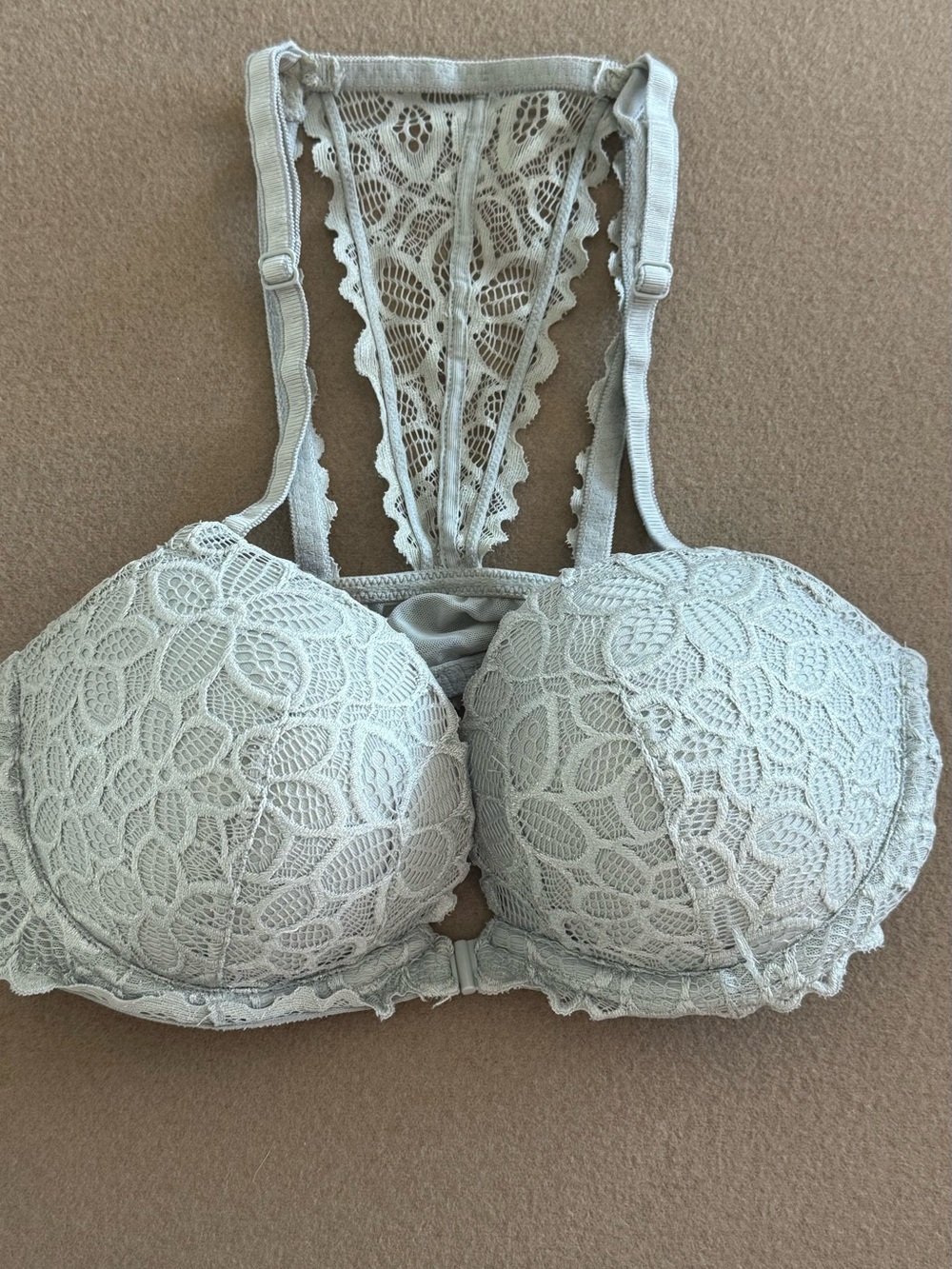 Victoria's Secret Lace Racerback Push-Up Bra - Silver